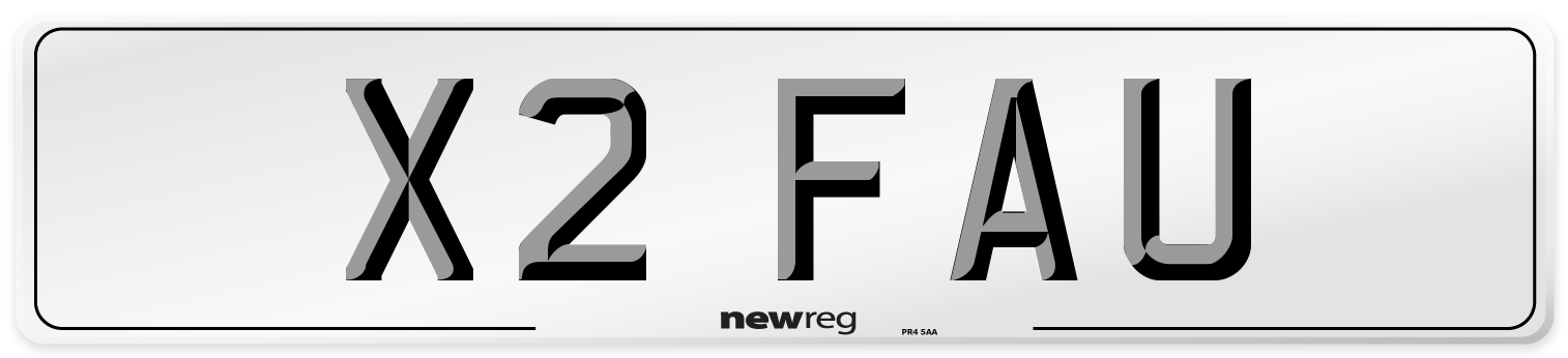 X2 FAU Number Plate from New Reg